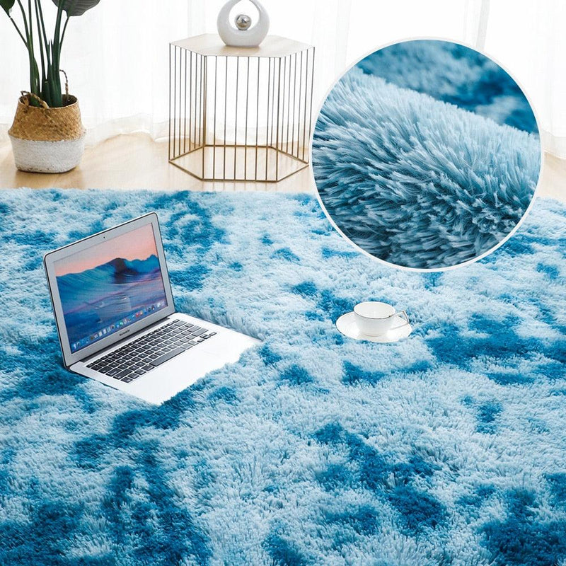 Tapete Felpudo Super Macio Plush - Clound Fluffy CC39 LojasStonks Azul 40x60cm 