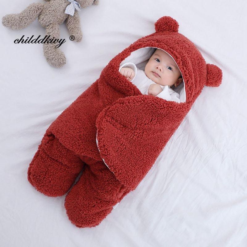 Cobertor Para Bebê Ultra Macio Childdkivy® - Fluffy Bear KD04 LojasStonks Vermelho 0-3 Meses 