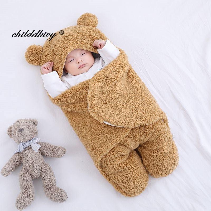 Cobertor Para Bebê Ultra Macio Childdkivy® - Fluffy Bear KD04 LojasStonks Marrom 0-3 Meses 