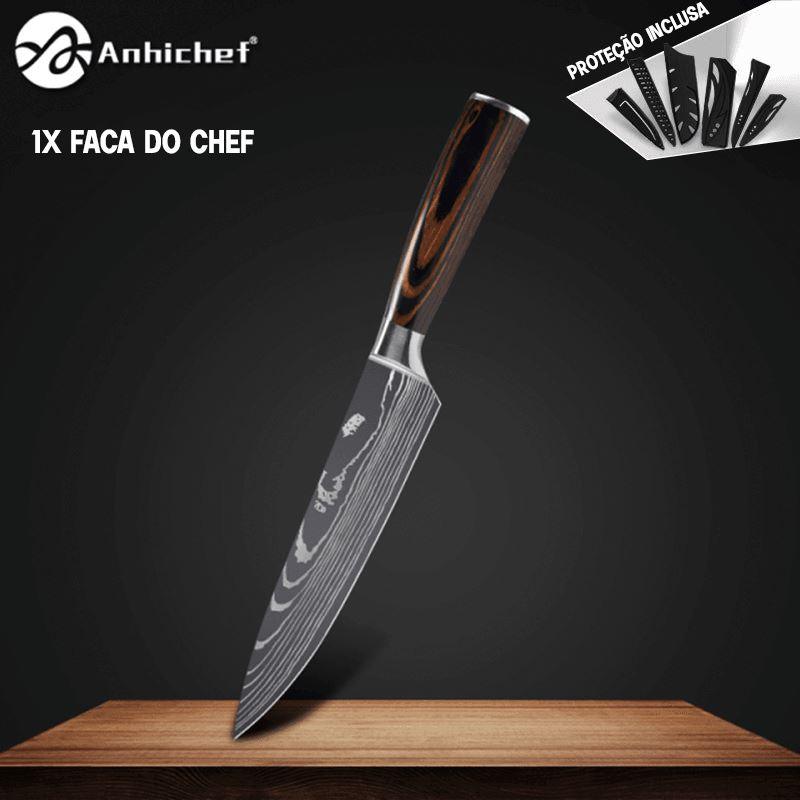 Kit de Facas AnhiChef Damasco CC25 LojasStonks Faca do Chef 