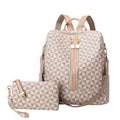 Mochila Feminina Casual Elegante em Couro Sintético - Classic Mochilas LojasStonks Branco 